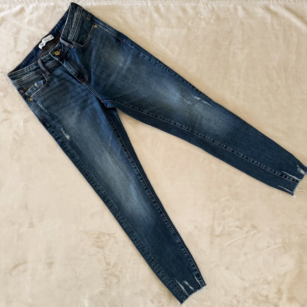 Zara Blue Denim Skinny Jeans Size 4 - Picture 2 of 7